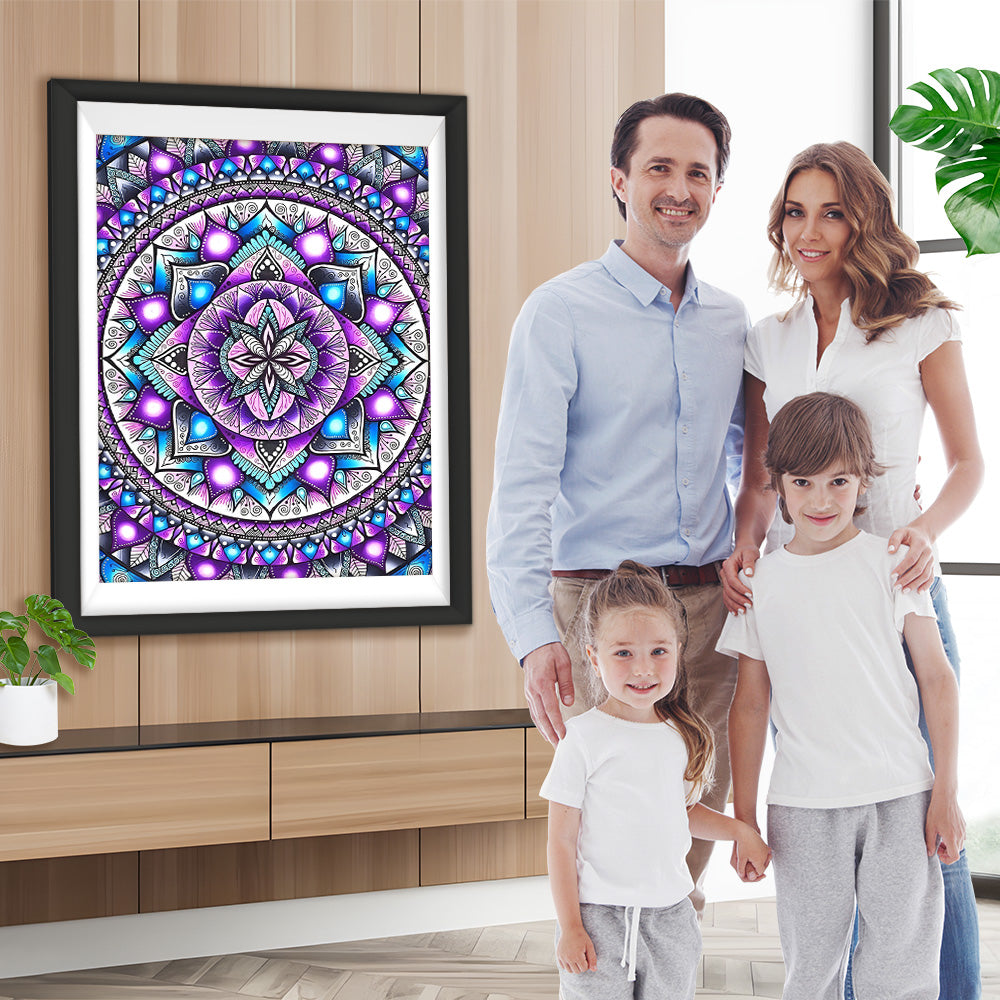 Mandala mit blau-lila Mustern Diamond Painting