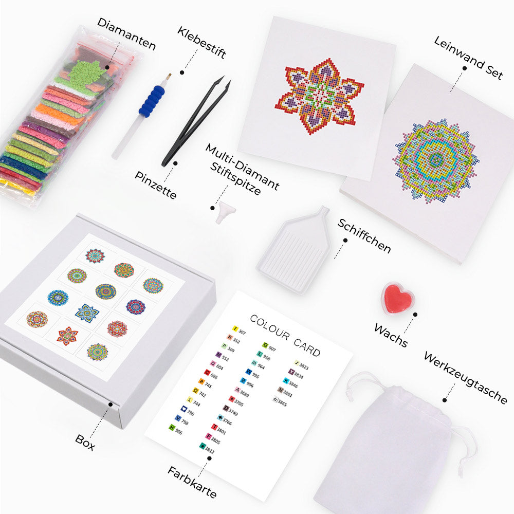 Mandala-Serie 12 Stück - Mini Diamond Painting Set
