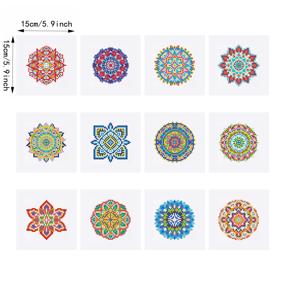 Mandala-Serie 12 Stück - Mini Diamond Painting Set