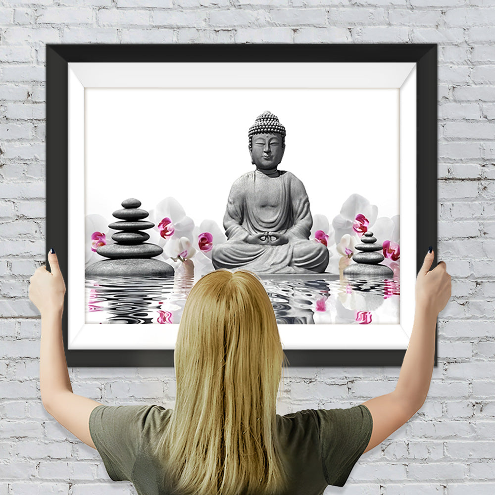 Meditierender Buddha im Wasser Diamond Painting