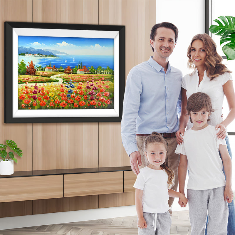 Meer Mohnblumen Dorf Diamond Painting