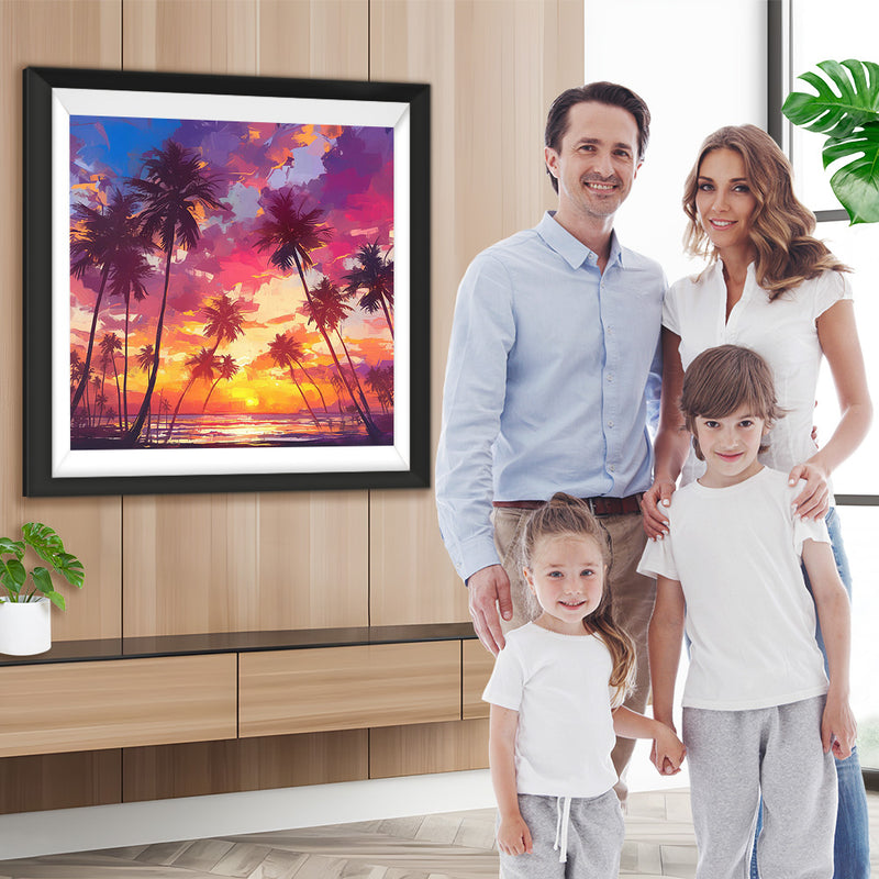 Meer Sonnenuntergang Kokosnussbäume Diamond Painting