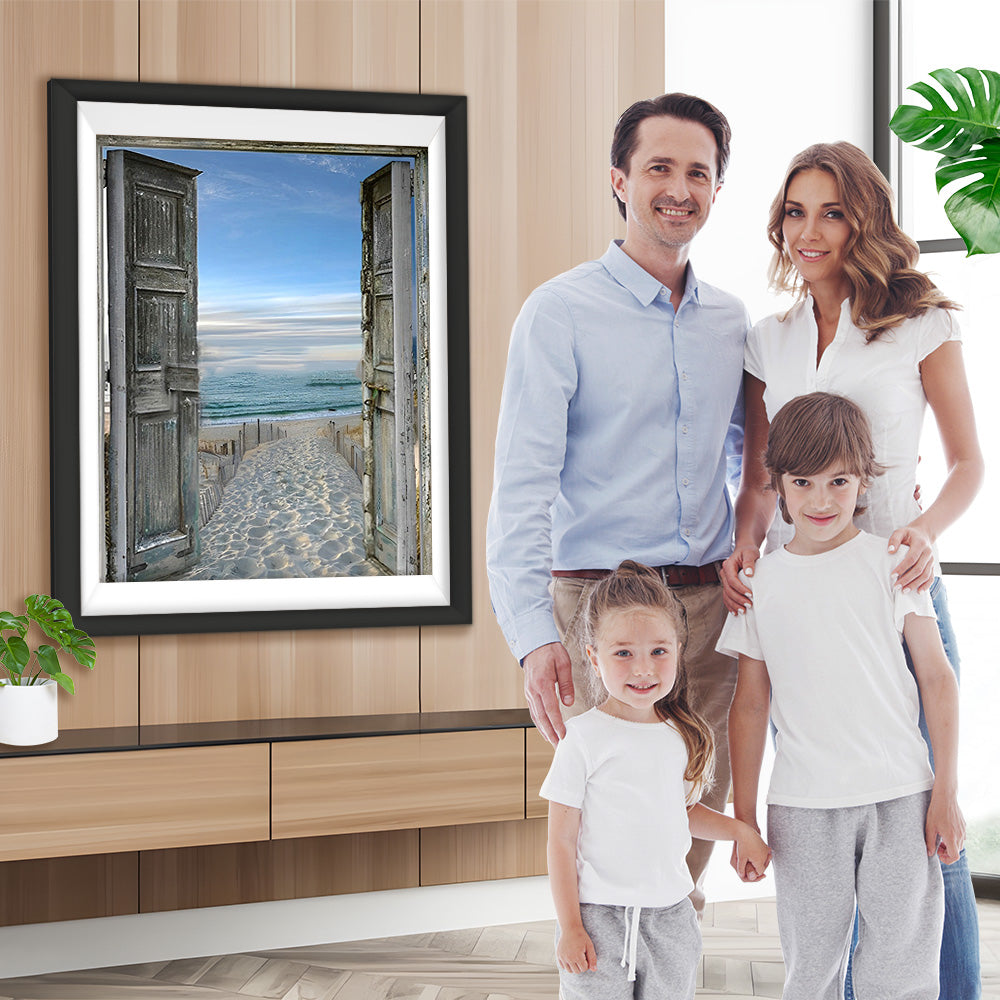 Meer und Strand vor dem Fenster Diamond Painting