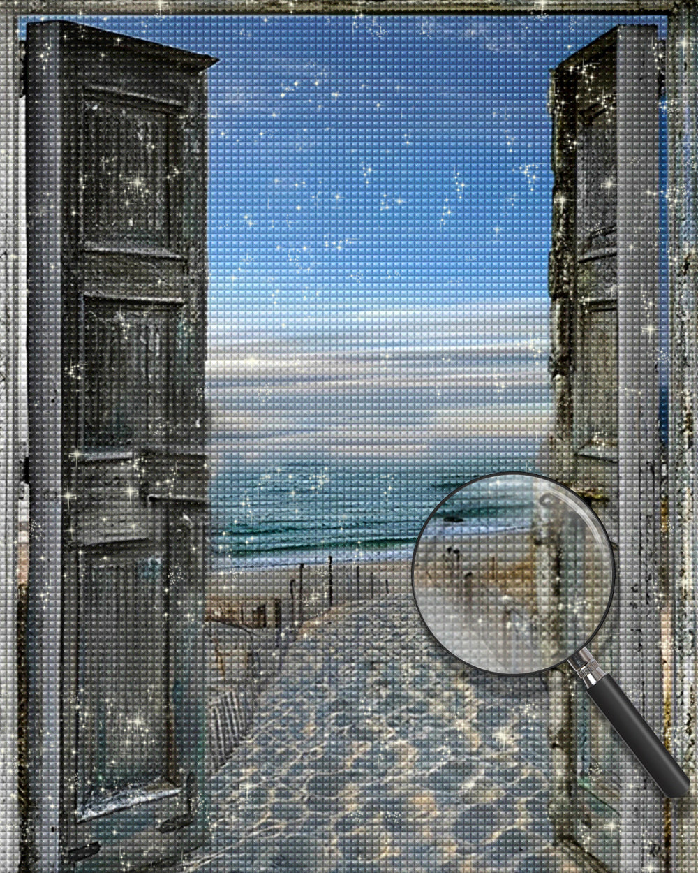 Meer und Strand vor dem Fenster Diamond Painting