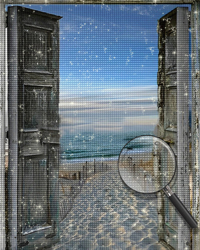 Meer und Strand vor dem Fenster Diamond Painting