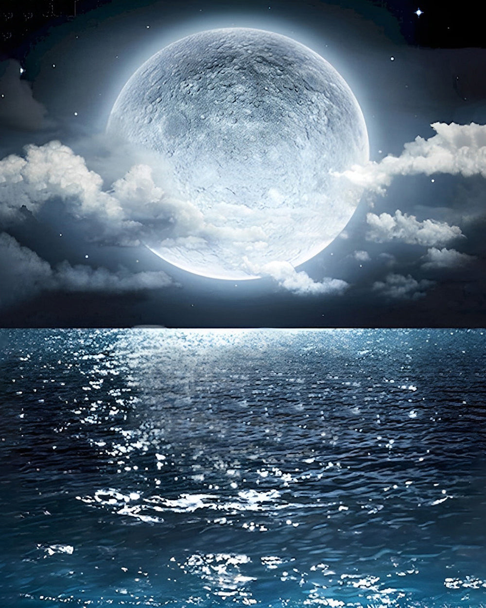 Meer und Vollmond Diamond Painting