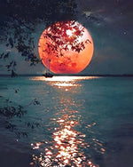 Meer unter dem roten Mond Diamond Painting