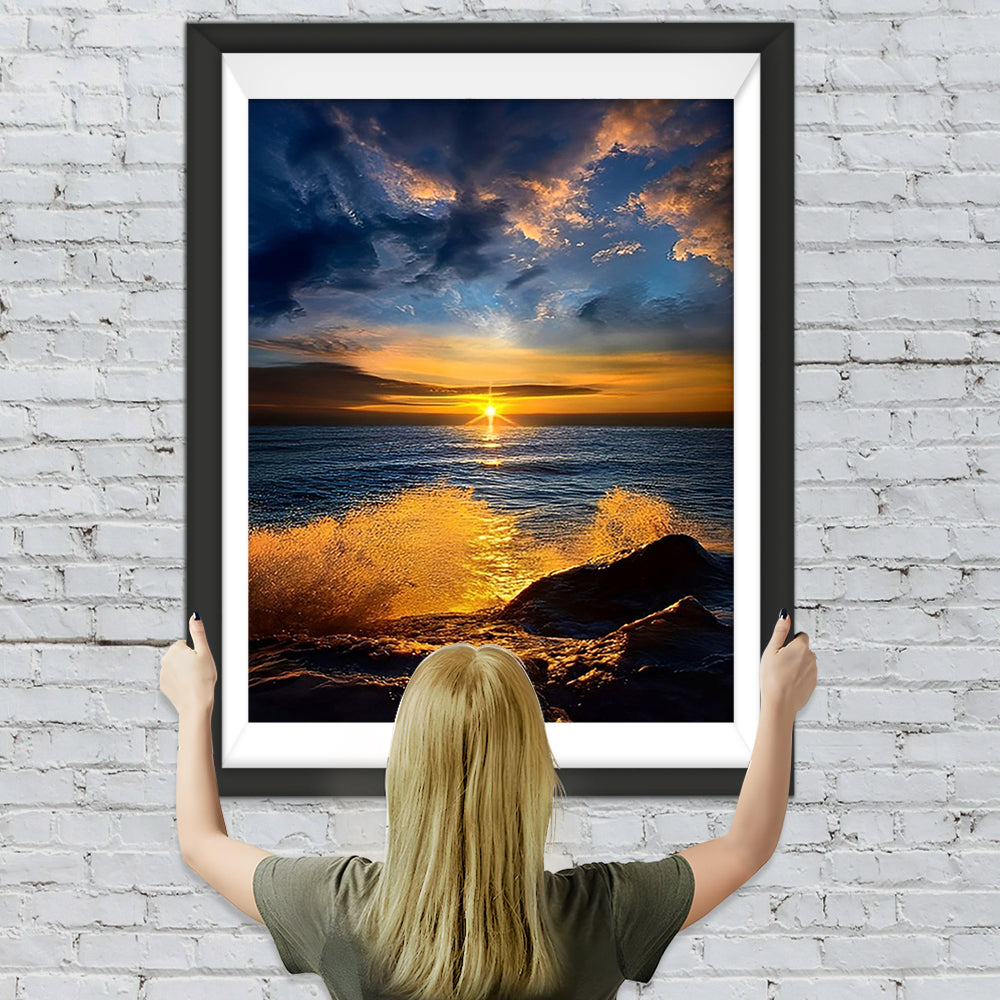 Meer unter dunklen Wolken Diamond Painting