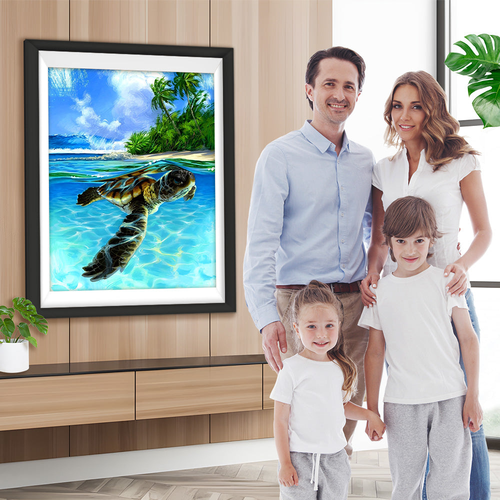 Meeresschildkröte unter blauem Himmel Diamond Painting