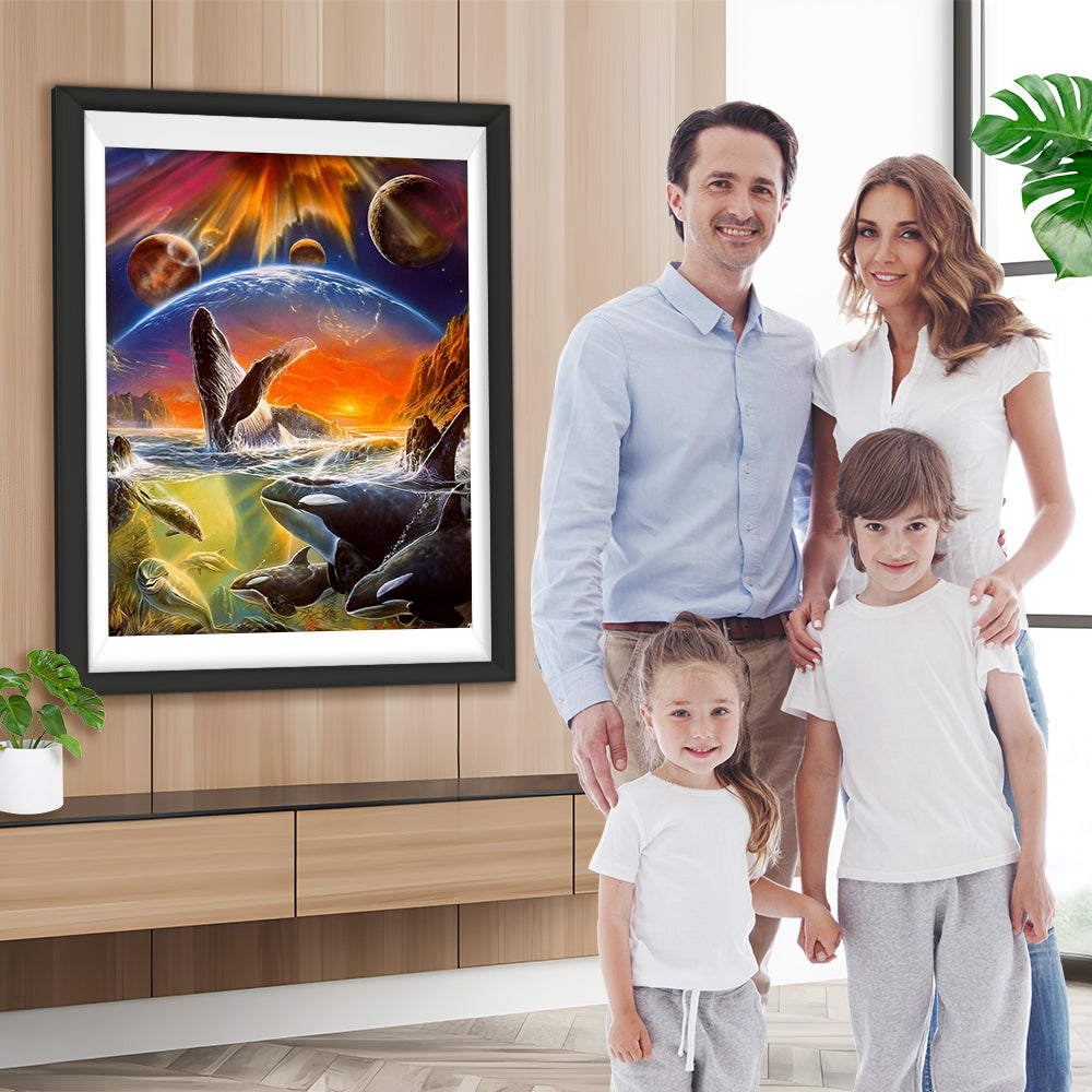 Meerestiere und Weltraum Diamond Painting