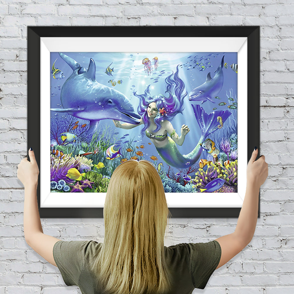 Meerjungfrau und Delfin Diamond Painting