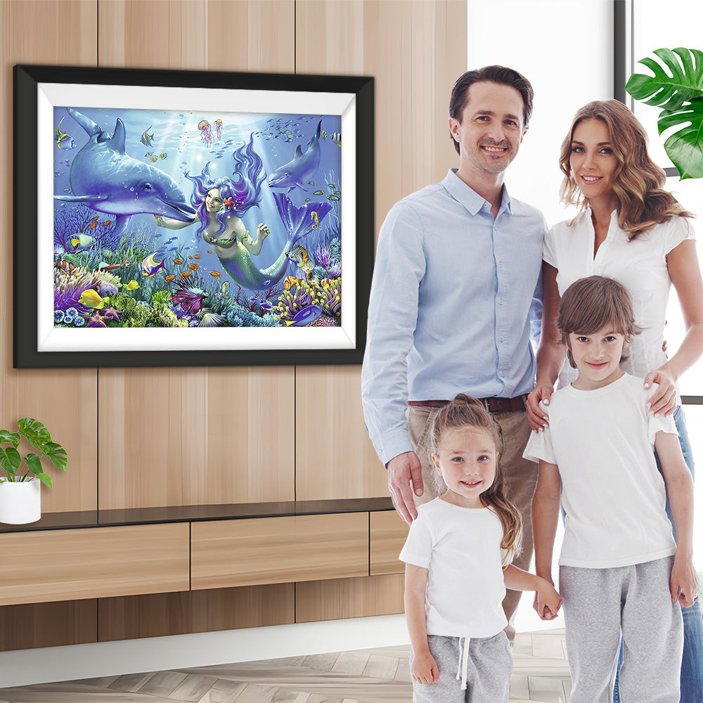 Meerjungfrau und Delfin Diamond Painting