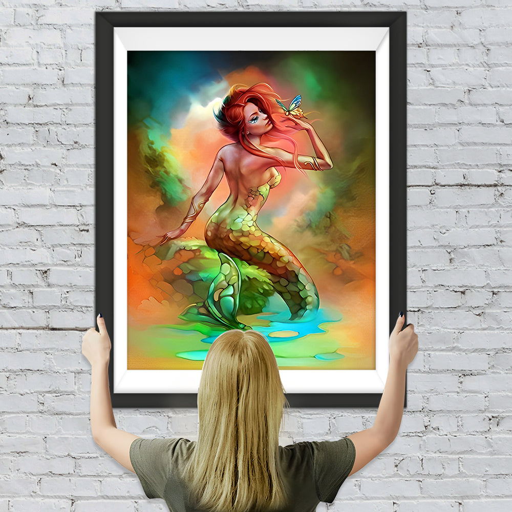 Meerjungfrau und Schmetterling Diamond Painting