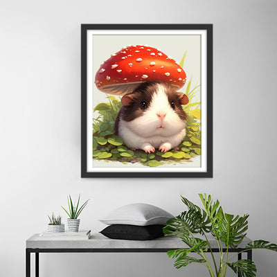 Meerschweinchen und Roter Pilz Diamond Painting
