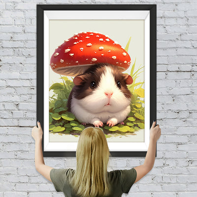 Meerschweinchen und Roter Pilz Diamond Painting