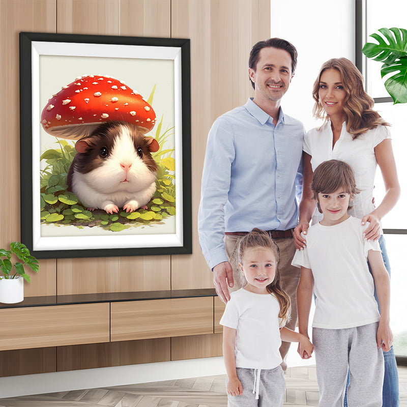 Meerschweinchen und Roter Pilz Diamond Painting
