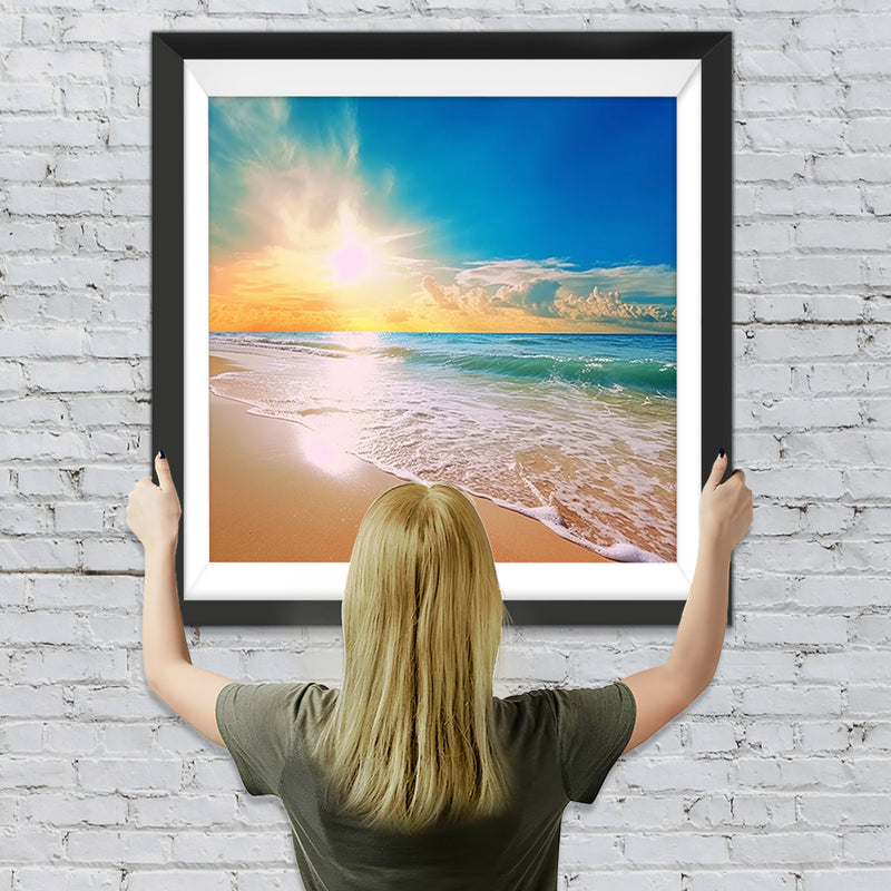 Meerwasser und Strand unter der Sonne Diamond Painting