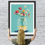 Mehrere kleine Gänseblümchen in einer Glasflasche Diamond Painting