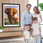 Migrierende Mutter Elefant mit ihrem Baby Diamond Painting