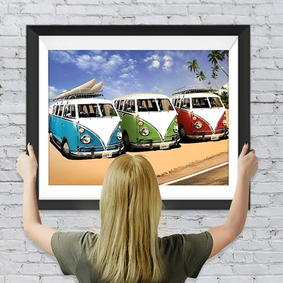 Minibus am Strand Diamond Painting