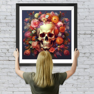 Mit Blumen bedeckter Schädel Diamond Painting