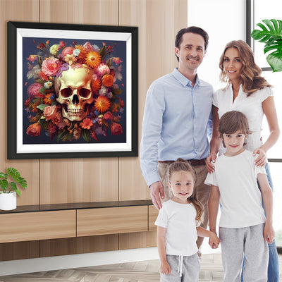 Mit Blumen bedeckter Schädel Diamond Painting