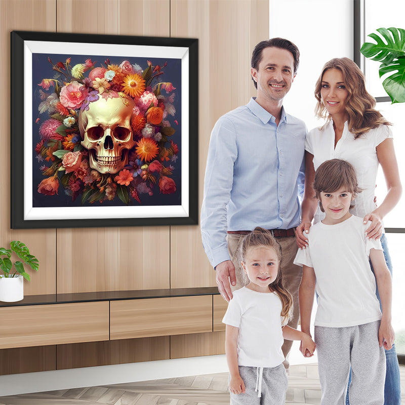Mit Blumen bedeckter Schädel Diamond Painting