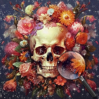Mit Blumen bedeckter Schädel Diamond Painting