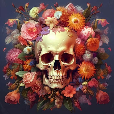 Mit Blumen bedeckter Schädel Diamond Painting