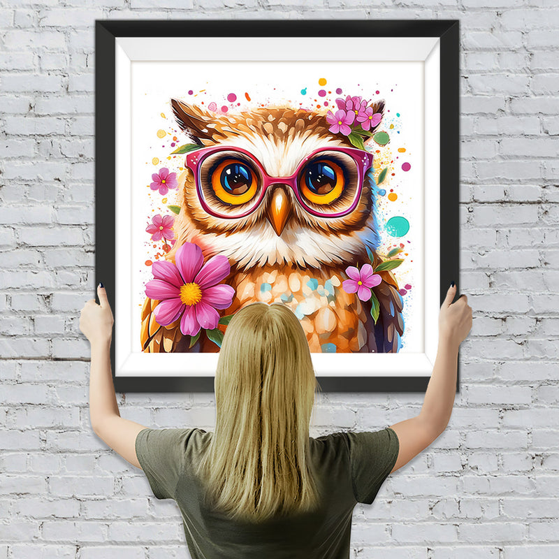 Mit Blumen geschmückte Eule Diamond Painting
