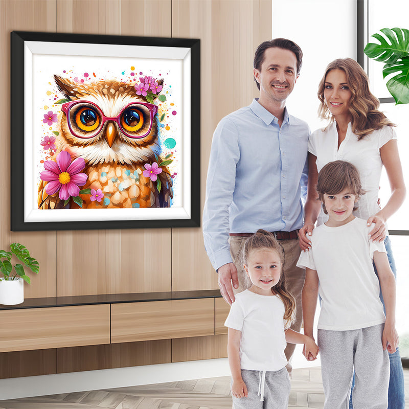 Mit Blumen geschmückte Eule Diamond Painting