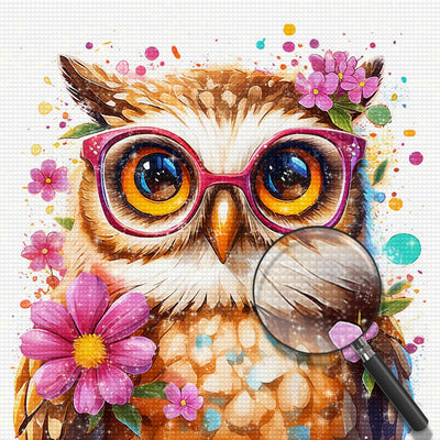 Mit Blumen geschmückte Eule Diamond Painting