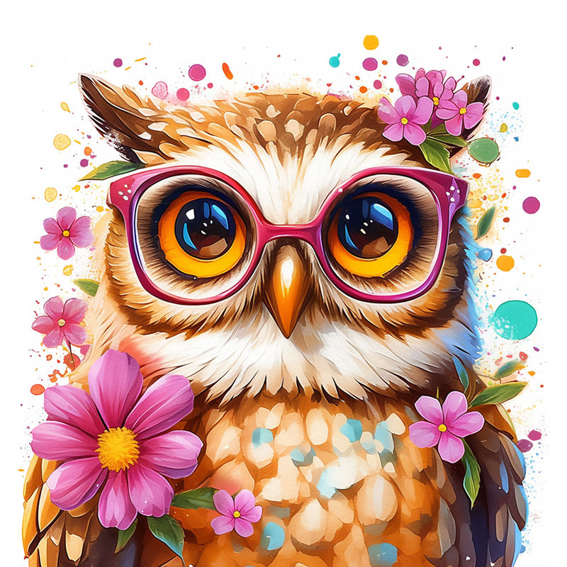 Mit Blumen geschmückte Eule Diamond Painting