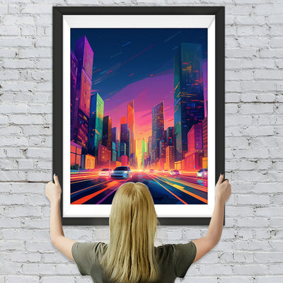 Moderne Stadt bei Nacht Diamond Painting