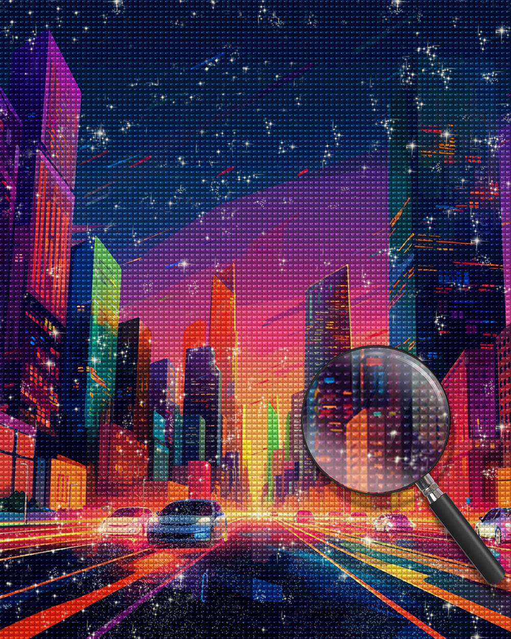 Moderne Stadt bei Nacht Diamond Painting
