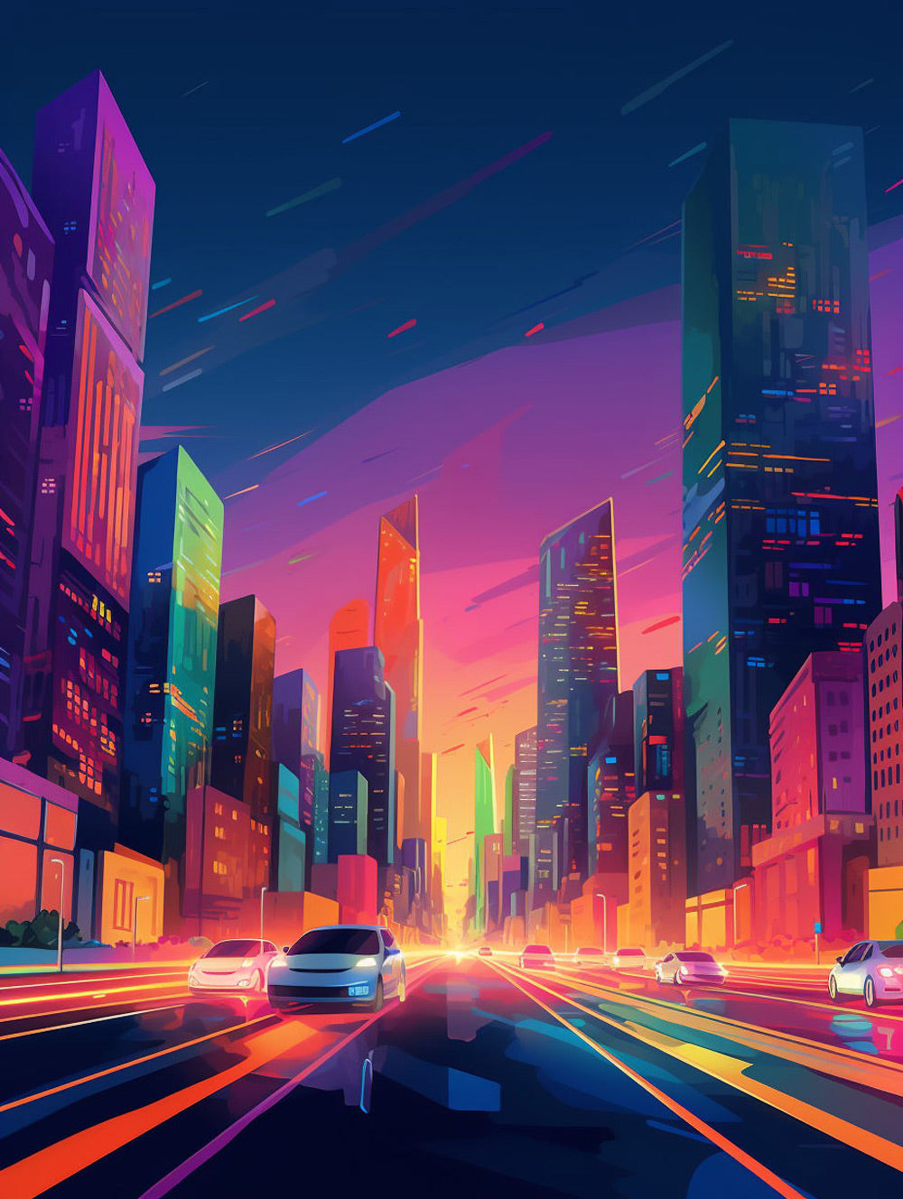 Moderne Stadt bei Nacht Diamond Painting