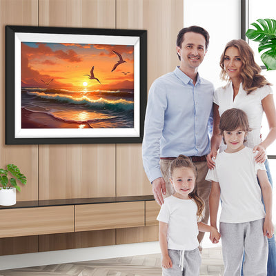 Möwen fliegen in den Sonnenuntergang Diamond Painting