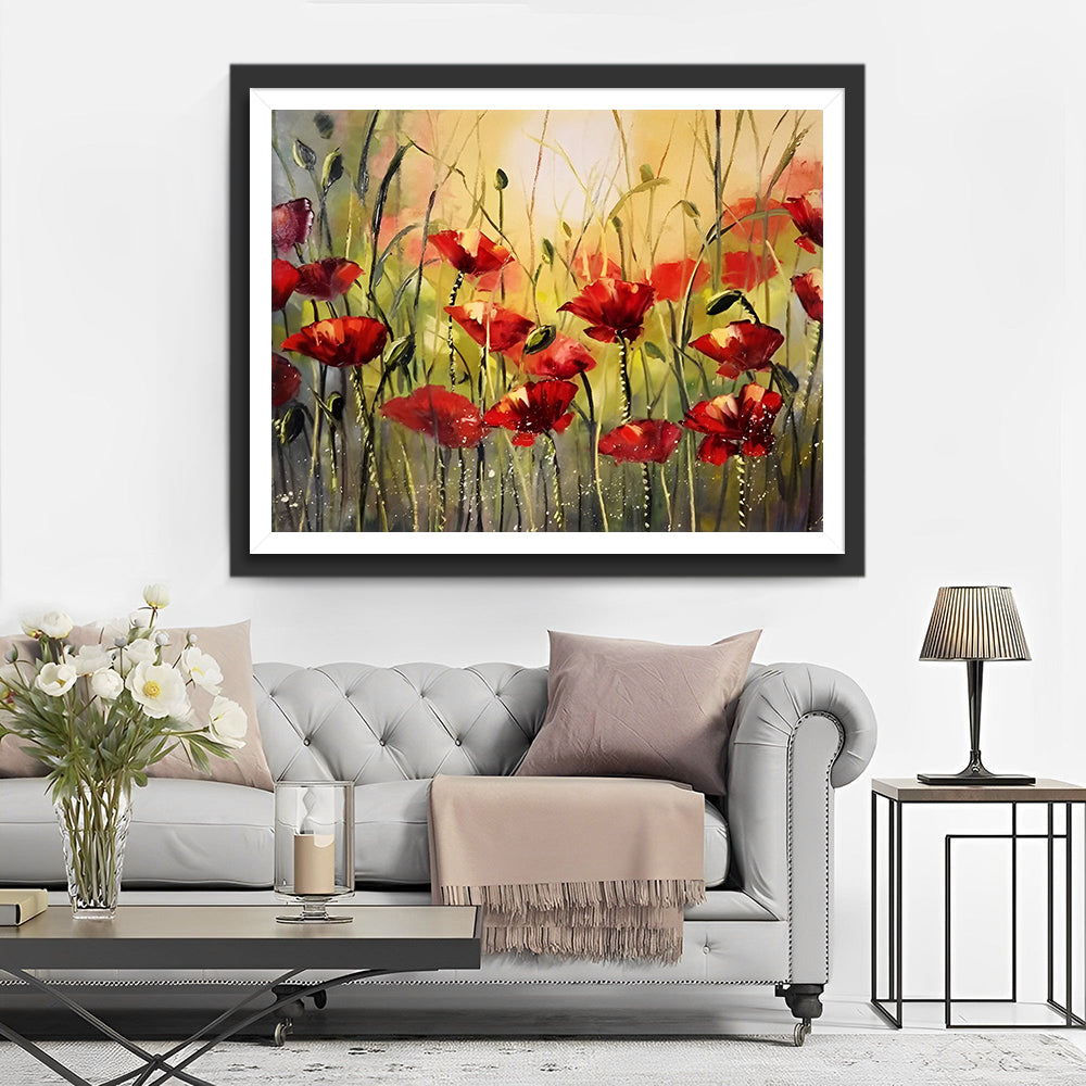 Mohnblumen in der Wildnis Diamond Painting