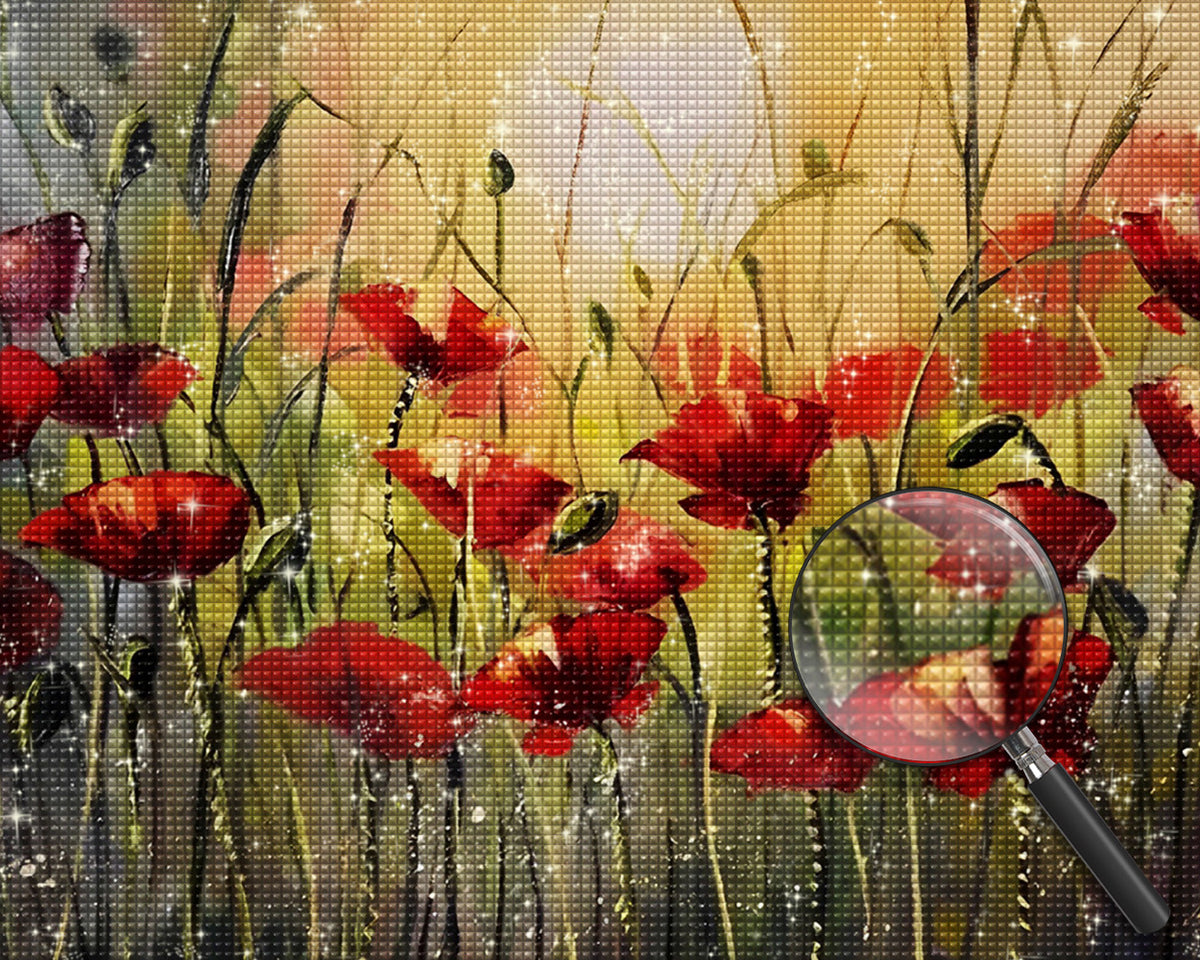 Mohnblumen in der Wildnis Diamond Painting