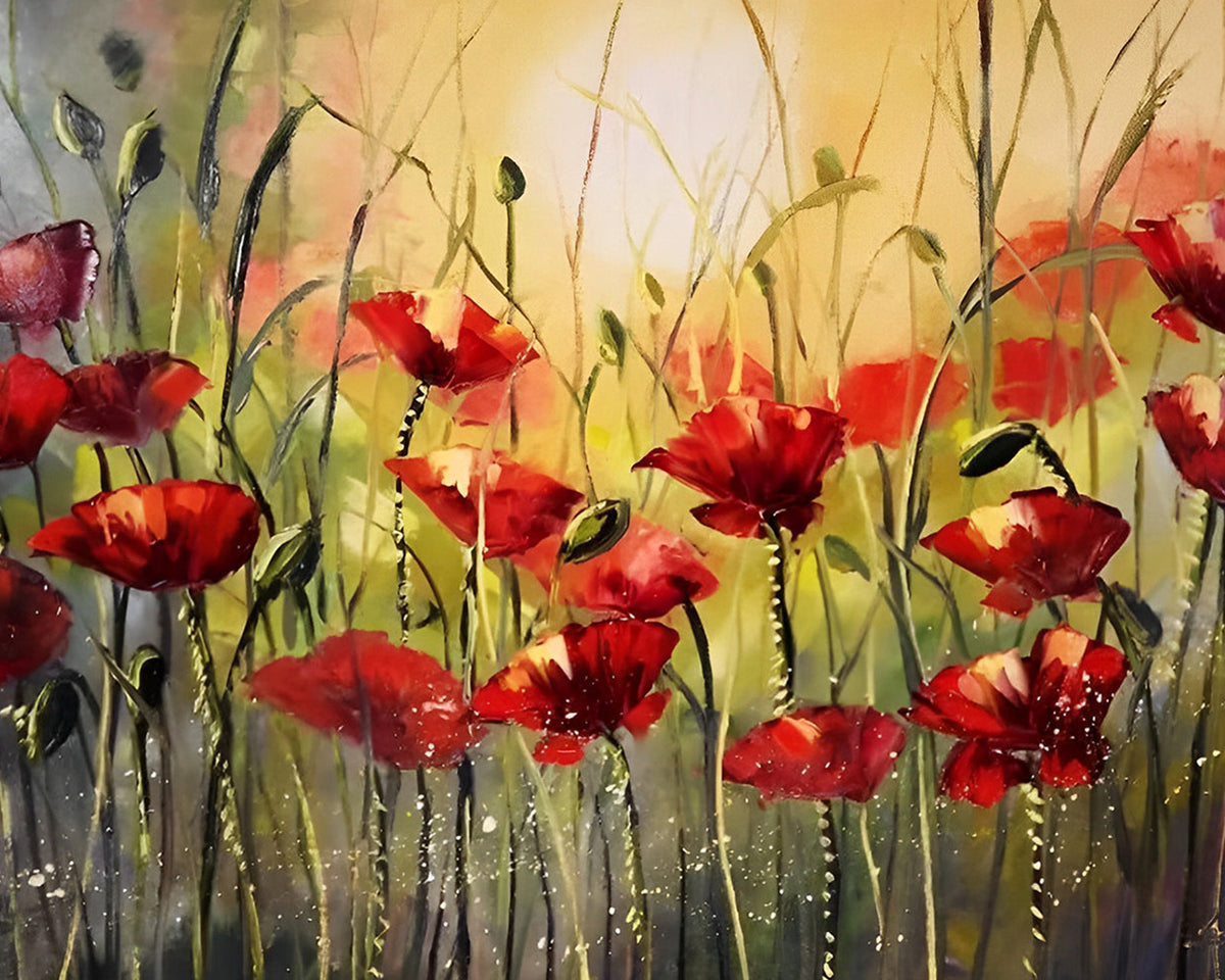 Mohnblumen in der Wildnis Diamond Painting