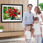 Mohnblumen in Glasvase am Fenster Diamond Painting