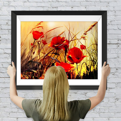 Mohnblumen und Herbstgras Diamond Painting