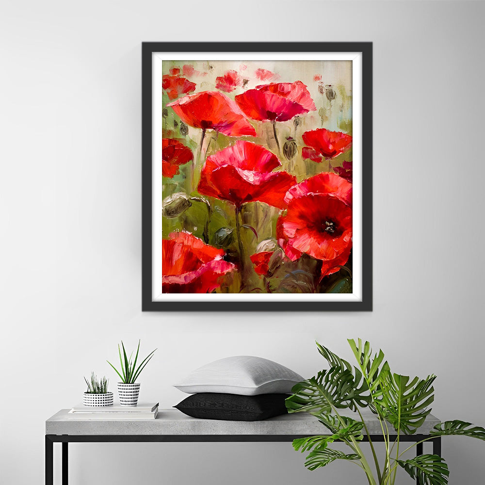 Mohnblumen und Knospen Diamond Painting