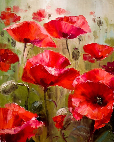 Mohnblumen und Knospen Diamond Painting