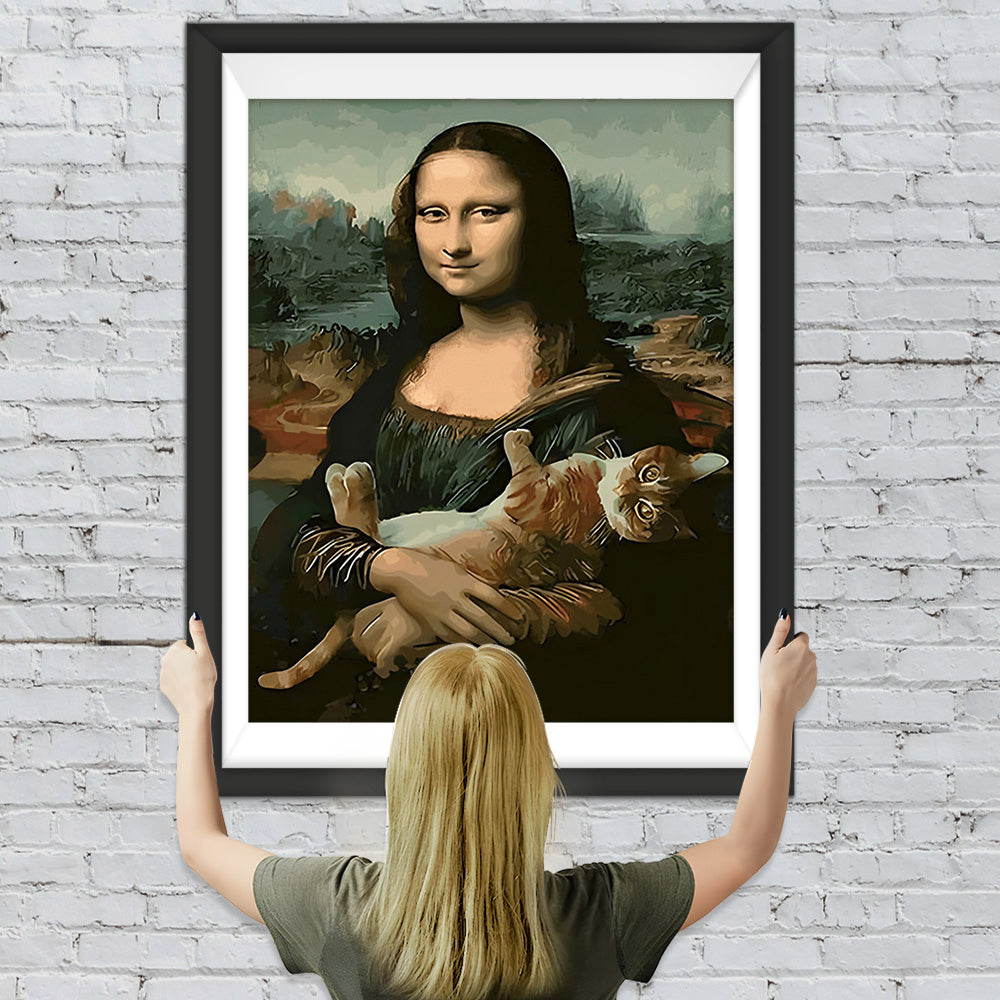 Mona Lisa hält eine Katze Diamond Painting