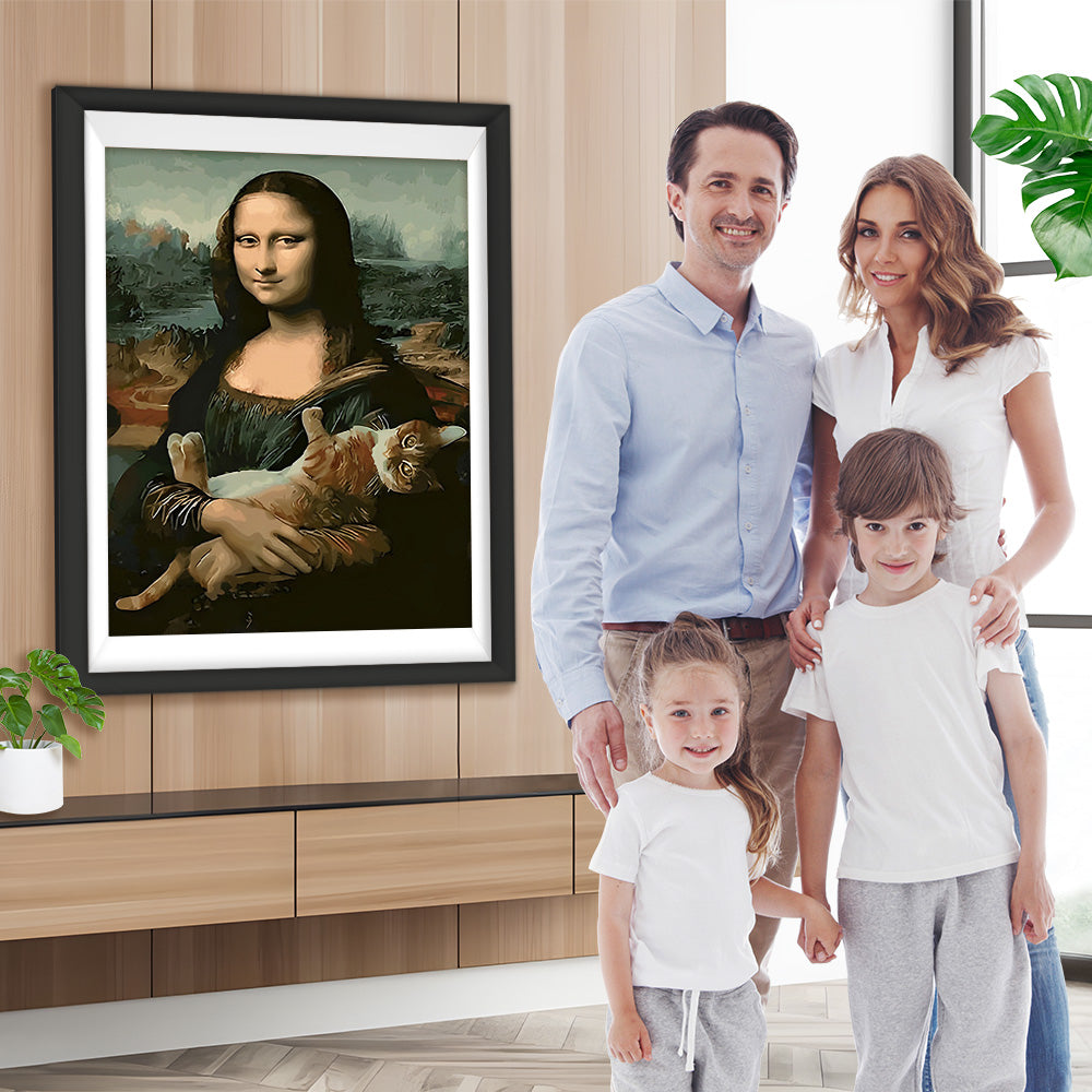 Mona Lisa hält eine Katze Diamond Painting