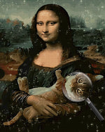 Mona Lisa hält eine Katze Diamond Painting