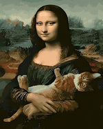 Mona Lisa hält eine Katze Diamond Painting