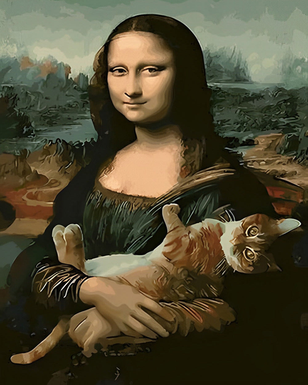 Mona Lisa hält eine Katze Diamond Painting