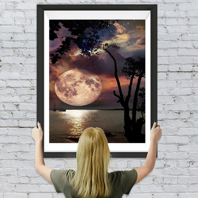 Mond Baum Meer Diamond Painting